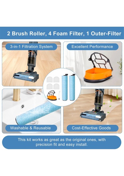 WD161 Yedek Hepa Filtre ve Fırça Silindiri Seti Shark Hydrovac Messmaster AW261, WD160, WD161,WD260,WD261, WD265 Için (Yurt Dışından) fırsatları