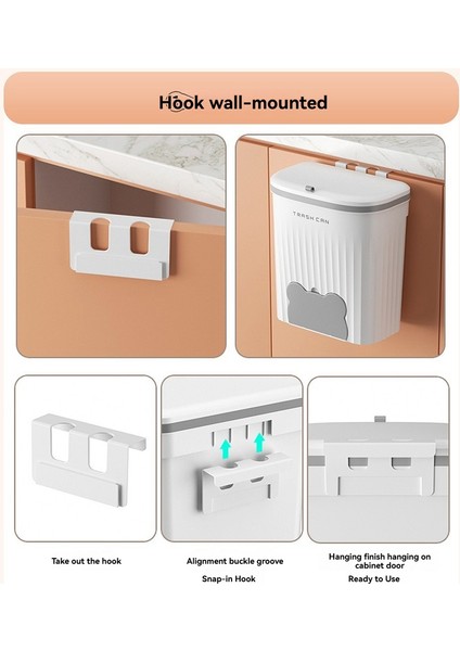 Mutfak Çöp Kovası Duvara Monte Çöp Kutusu Kapaklı Asılı Çöp Kutusu Dolap Lavabosu Için Çöp Kutusu Kompost Kutusu 8.5l (Yurt Dışından) fırsatları