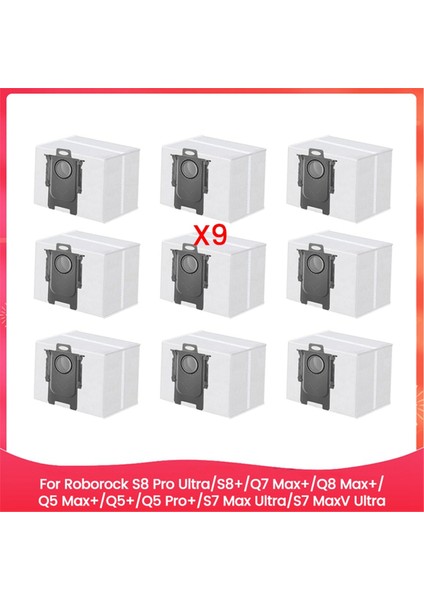 Roborock S8 Pro Ultra/s8+/q7 Max+/q8 Max+/q5 Max+/q5+/q5 Pro+/s7 Max Ultra/s7 Maxv Ultra Için 9 Adet Toz Torbası Parçaları Değiştirin (Yurt Dışından)