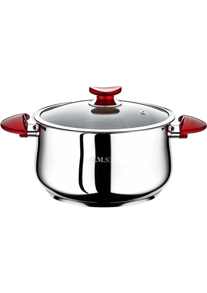 2038 2 Parça Paslanmaz Çelik 18X10 cm 2,30 Litre Derin Tencere Kırmızı