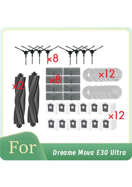 Dreame Mova E30 Ultra Silindir Yan Fırça Hepa Filtre Paspas Pedi Toz Torbası Ultra Dayanıklı Aksesuarlar Için 42 Adet (Yurt Dışından)