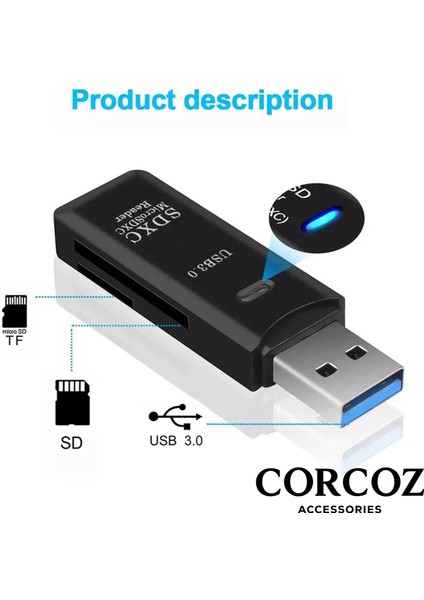 USB 3.0 Micro Sd Tf Kart Bellek Okuyucu 2'si 1 Arada Kart Okuyucu - CZ50 fiyatları