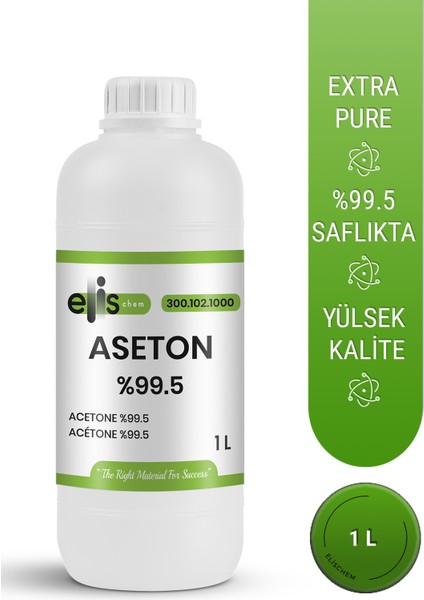 Aseton %99,5 Kimyasal Saflıkta 1 Litre