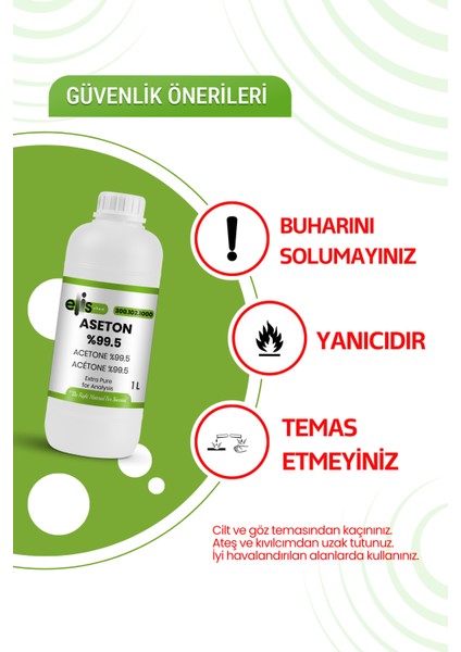 Aseton %99,5 Kimyasal Saflıkta 1 Litre fiyatları
