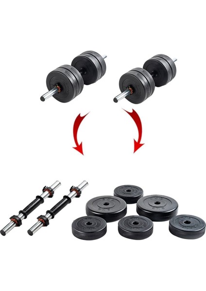 20 kg Ağırlık Plakası ve 2 Kısa Bar ile 21 kg Dambıl Seti, Yerli Üretim, 2 Yıl Garantili