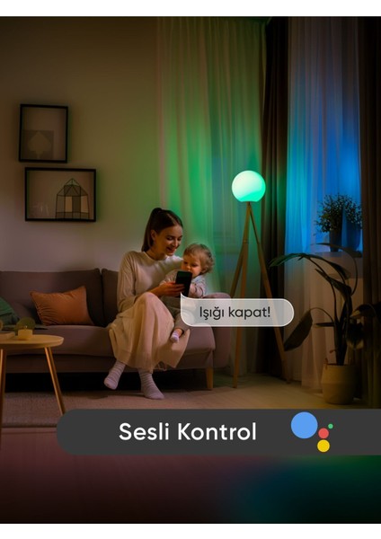 Renkli Wi-Fi LED Ampul, Uzaktan ve Sesli Kontrol ile Kolay Kullanım