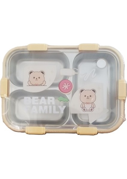 -Laxson Beslenme Kabı Çelik Ithal Bear Family Sarı 97088 fiyatları