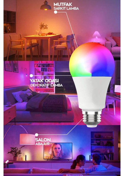 9W Rgb Ampul Kumandalı modelleri
