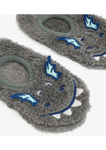 Gri Erkek Çocuk Dragon Nakışlı Aksesuarlı Kaymaz Taban Ev Patiği fiyatları