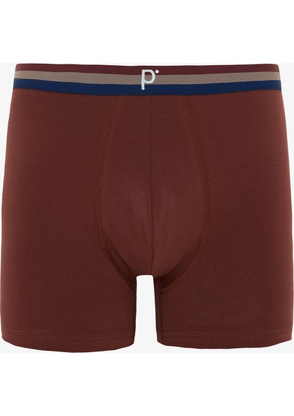 Kahverengi Erkek Ekoseli Normal Bel Organik 3'lü Boxer modelleri