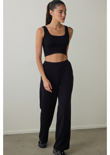 Siyah Silky Feel Bol Kesim Loose Eşofman Altı fiyatları