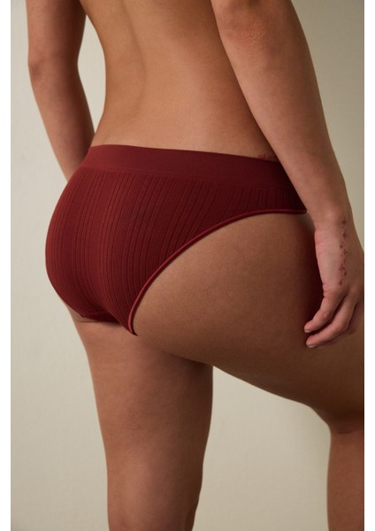 Bordo Dikişsiz Normal Bel Slip Külot fiyatları