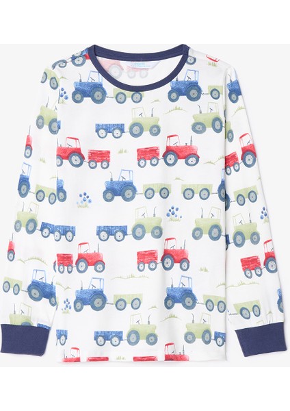 Erkek Çocuk Tracs Araba Desenli Pamuklu Uzun Kollu 2'li Pijama Takımı