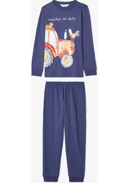 Erkek Çocuk Tracs Araba Desenli Pamuklu Uzun Kollu 2'li Pijama Takımı