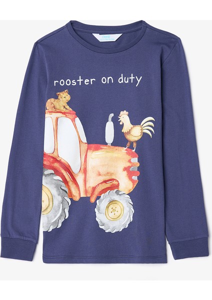 Erkek Çocuk Tracs Araba Desenli Pamuklu Uzun Kollu 2'li Pijama Takımı