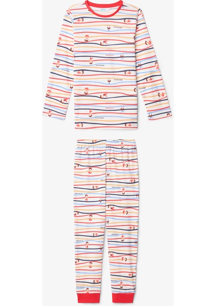 Erkek Çocuk Acrobat Çizgili Pamuklu Uzun Kollu 2'li Pijama Takımı fırsatları