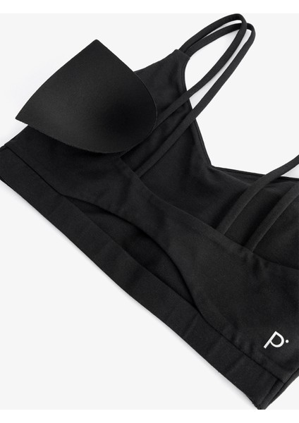 Siyah Pamuk Modal Karışımlı Sırtı Pencereli Spor Sütyeni fiyatları