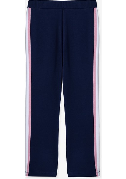 Lacivert Kız Çocuk Yüksek Bel Ispanyol Paça Tayt