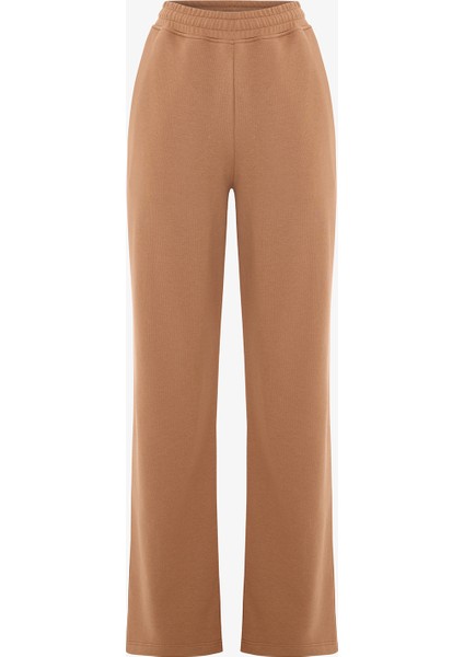 Açık Kahverengi Katlanabilir Oversize Orta Bel Bağlama Detaylı Eşofman Altı