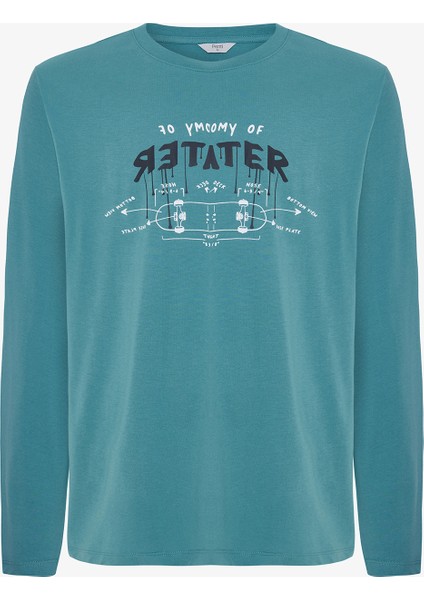 Erkek Skater Slogan Baskılı Bisiklet Yaka Pamuklu Pijama Takımı fiyatları