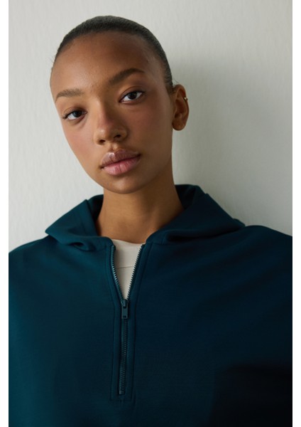 Koyu Yeşil Silky Feel Normal Bel Jogger