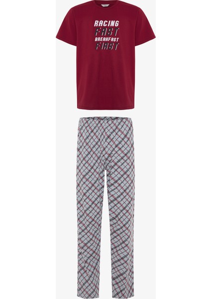 Racing Erkek Sloganlı Pamuklu Pijama Takımı