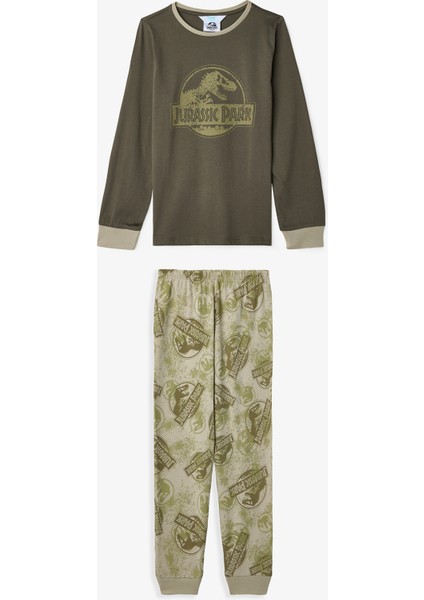 Haki Erkek Çocuk Jurassic Park Pijama Takımı