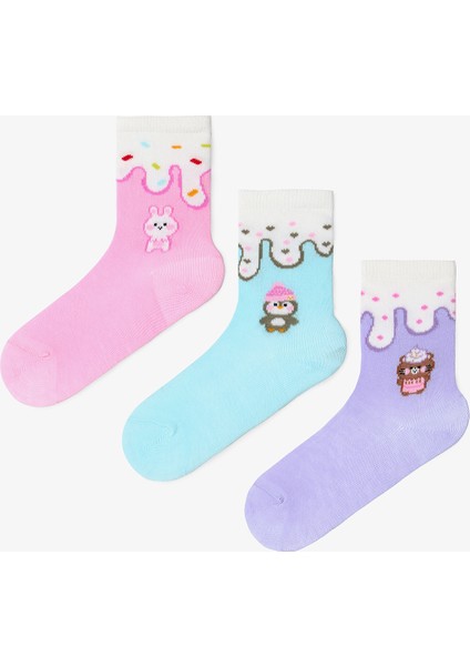 Kız Çocuk Icy Friends 3'lü Soket Çorap
