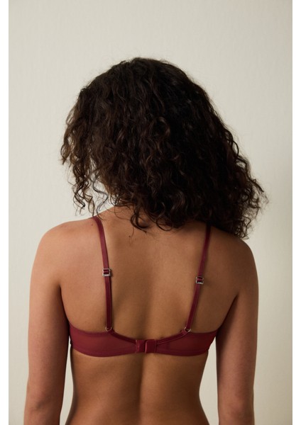 Bordo File Detaylı Balensiz Kapsız Üçgen Sütyen indirimleri