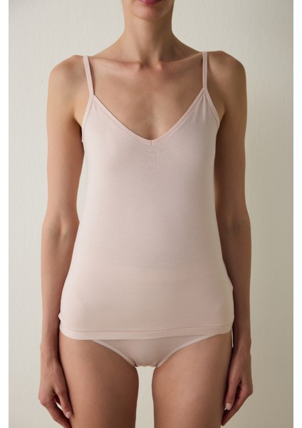 Aging Açık Bej Collagen Çift Yönlü Yaka Kalın Askılı Atlet modelleri