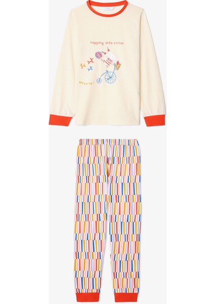 Kız Çocuk Hopping Sürdürülebilir Pamuklu Tavşan Desenli Uzun Kollu 2'li Pijama Takımı fırsatları