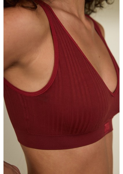 Bordo Dikişsiz Balensiz Kalın Askılı Bralet Sütyen fiyatları