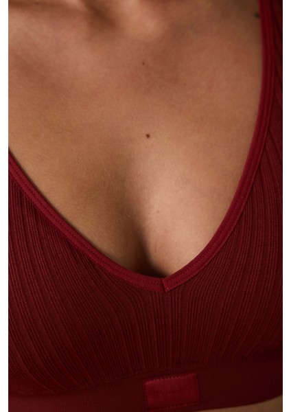 Bordo Dikişsiz Balensiz Kalın Askılı Bralet Sütyen modelleri