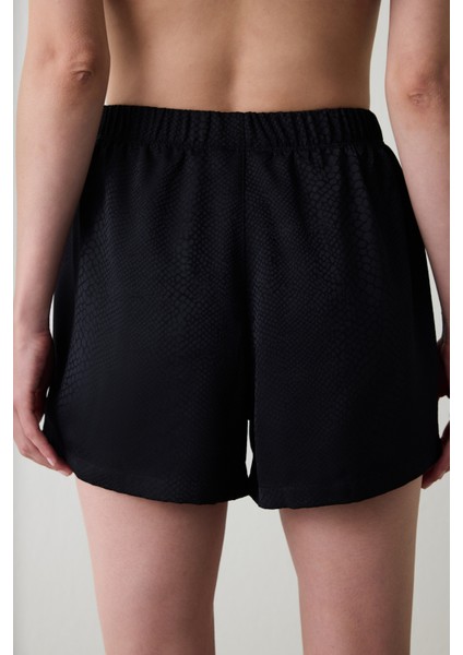 Siyah Fleur Saten Şort Pijama Altı fiyatları