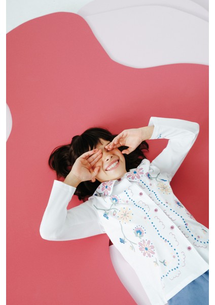 Kız Çocuk Çiçekli Nakışlı Handkerchief Pamuklu Pijama Takımı fırsatları