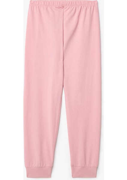Pembe Kız Çocuk İnek Desenli Uzun Kollu 2li Pijama Takımı