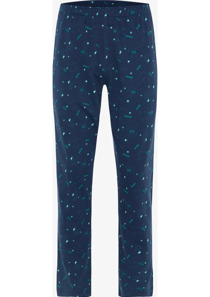 Erkek Super Slogan Baskılı Bisiklet Yaka Pamuklu Pijama Takımı modelleri