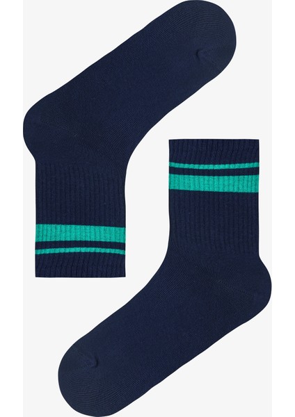 Çok Renkli Erkek Navy Line Çizgili 3'lü Soket Çorap modelleri