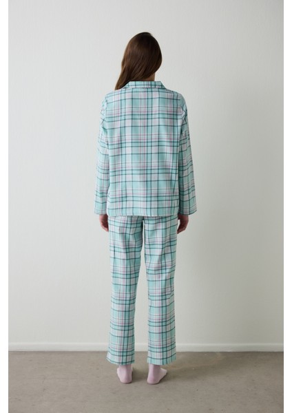 Mint Ellie Ekoseli Gömlek Yaka Uzun Kol Pijama Takımı fırsatları