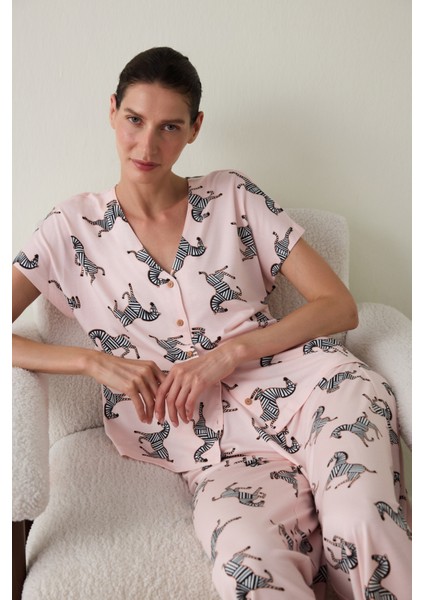 Aging Açık Pembe Collagen Etkili Gömlek Yaka Pijama Takımı fiyatları