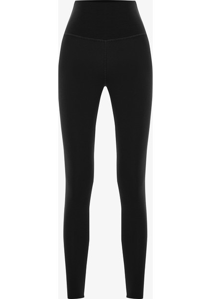 Siyah Yüksek Bel Pamuk Modal Karışımlı Slim Fit Spor Tayt fiyatları