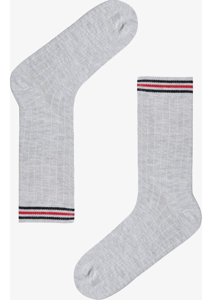 Çok Renkli Erkek Grey Line Çizgili 3'lü Soket Çorap modelleri
