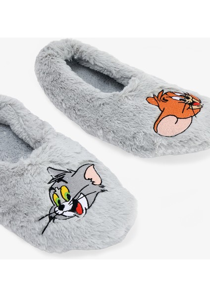 Açık Gri Tom & Jerry Nakışlı Ev Patiği fırsatları