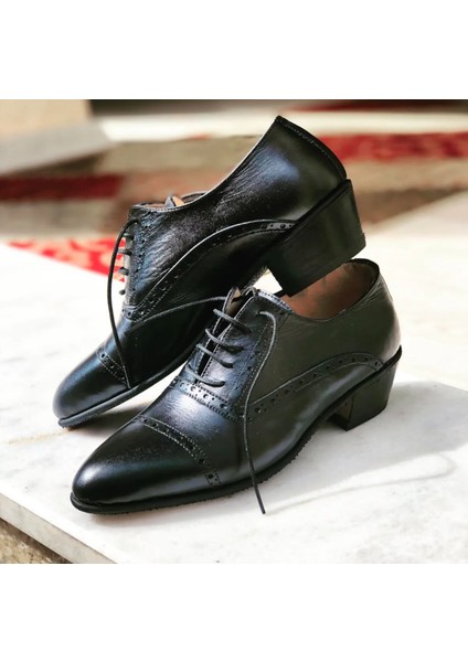 Ayakkabı Taban ve Saya Kesimi Dahil Komple El Yapımı Bağcıklı Yumurta Topuk Erkek Ayakkabı