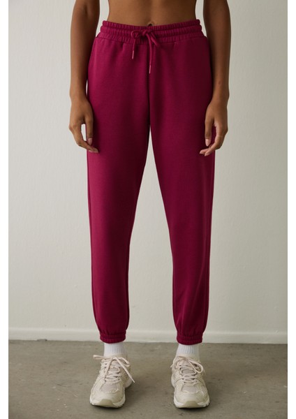 Mor Yüksek Bel Bağlama Detaylı Şardonlu Eşofman Altı fiyatları