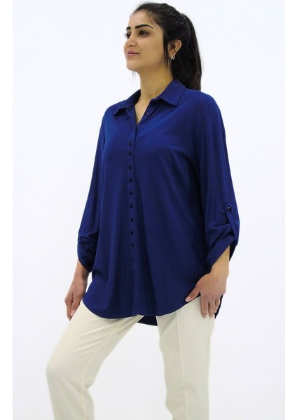 Sık Düğme Örme Gömlek - Indigo fiyatları