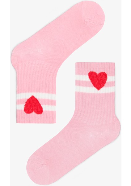 Karışık Renk Kız Çocuk Pinky Love Kalp Desenli 3'lü Soket Çorap modelleri