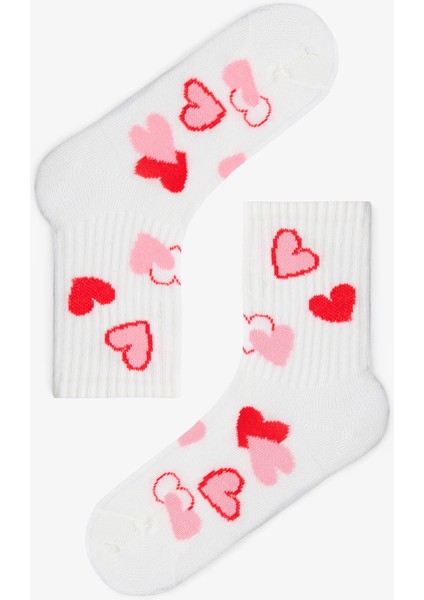 Karışık Renk Kız Çocuk Pinky Love Kalp Desenli 3'lü Soket Çorap fırsatları