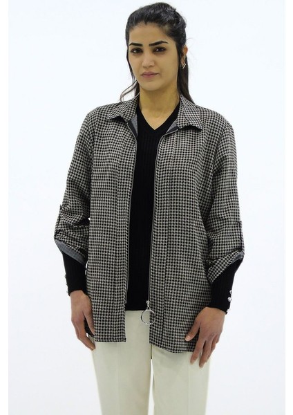 Fermuarlı Viskon Gömlek