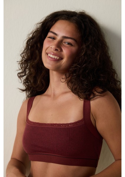 Bordo Melanj Ayarlanabilir Askılı Crop Üst fiyatları